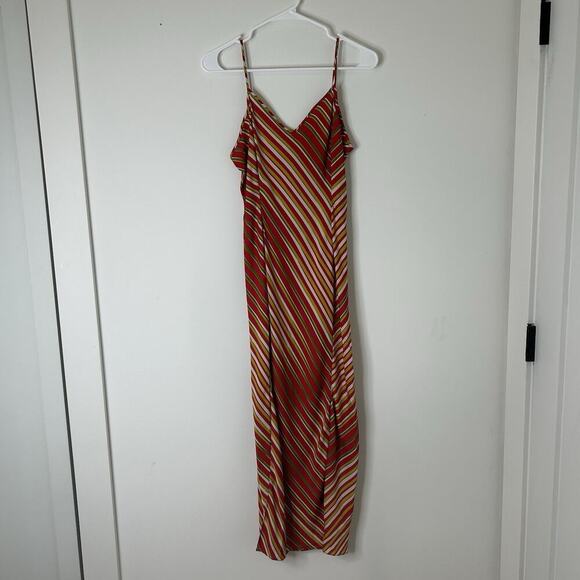 Diane Von Furstenberg Whiston Lipstick Slip-on Silk Dress 2 Striped Red Maxi - Picture 3 of 11